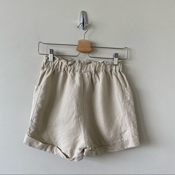 ARITZIA-WILFRED Free Harulia Linen Blend Paper-bag Waist High Rise Shorts - Picture 4 of 8